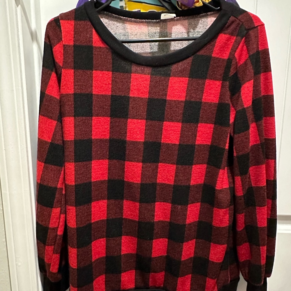 Sew In Love Red and Black Checkered Top